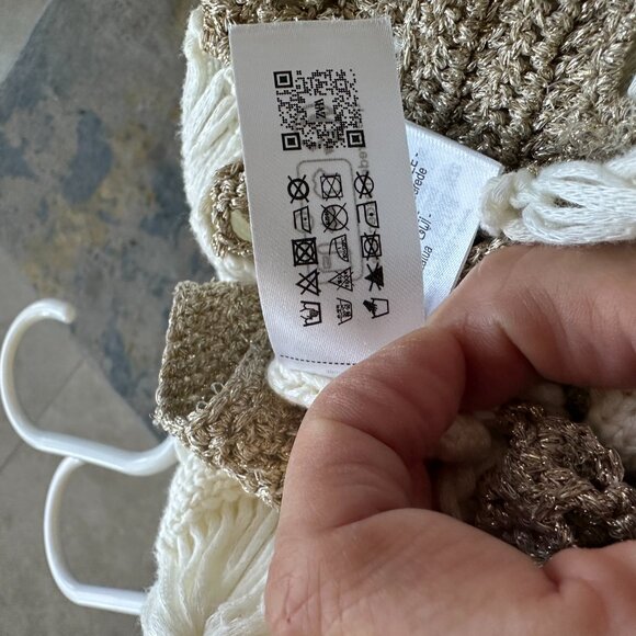 Zara Medium trendy, stylish, cream/ bronze button down Bohemian crochet sweater - Picture 10 of 12